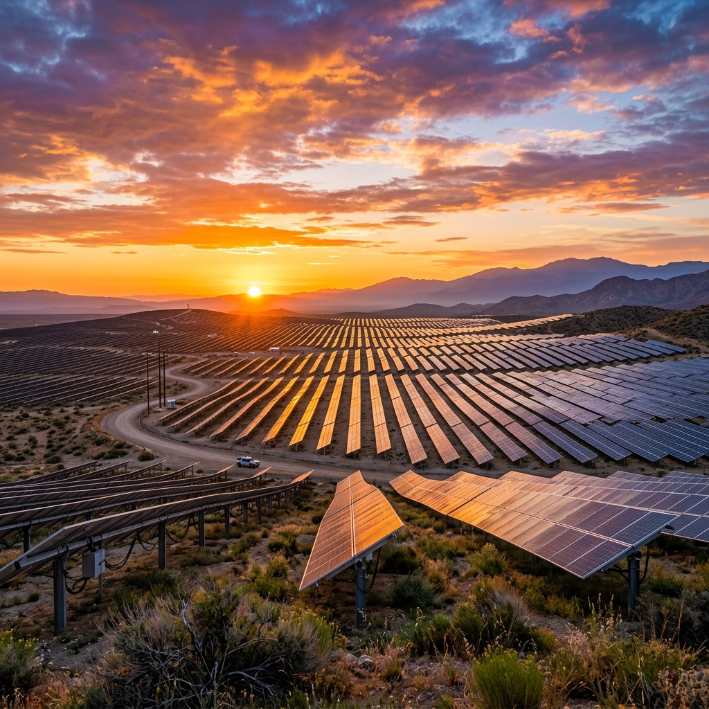 Solar farm sunrise